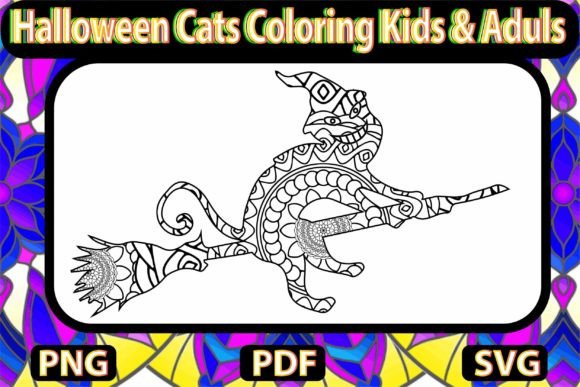 Download Halloween Cats Coloring Kids &amp; Adult - Halloween Collection