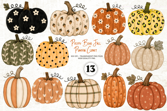 Download Preppy Boho Fall Pumpkin Clipart - Premium Resources