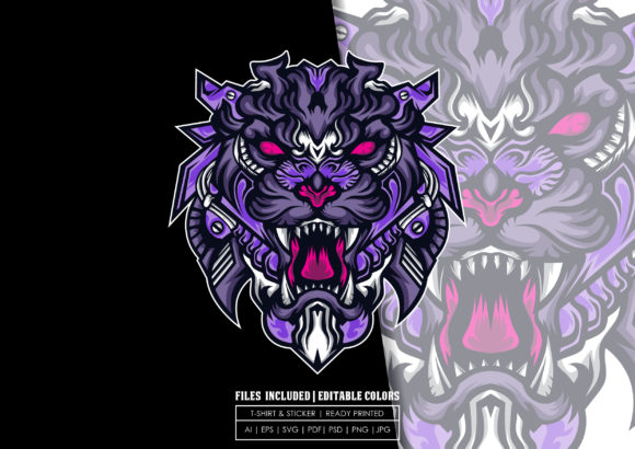 Download Colorful Mecha Tiger Illustration - Colorful Collection