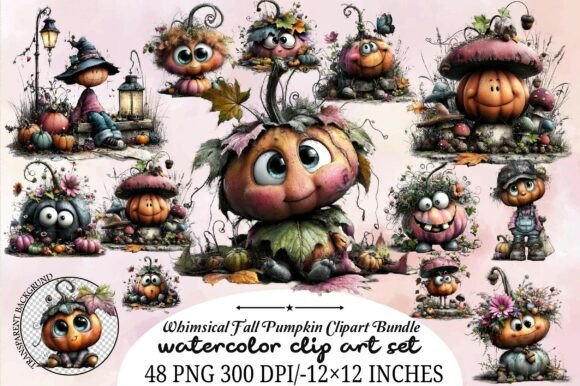 Download Whimsical Fall Pumpkin Clipart Bundle - Premium Resources