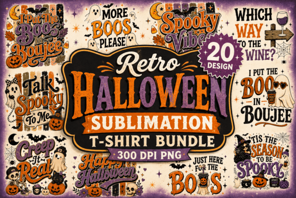Download Retro Halloween PNG TShirt Design Bundle - Halloween Collection