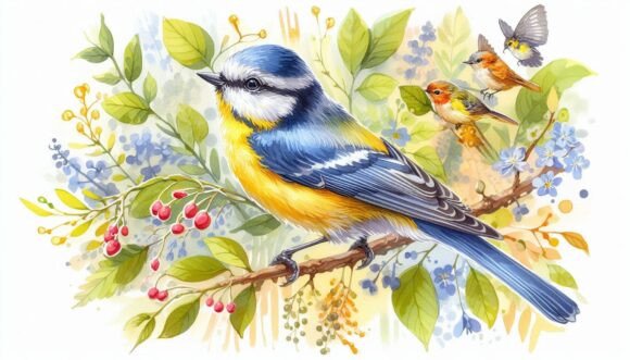 Download A Tempera Artwork of a Colorful Songbird - Colorful Collection