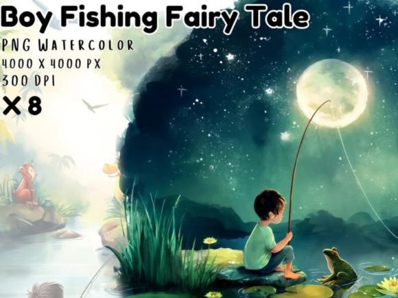 Download Watercolor Boy Fishing Clipart Image - Image Collection