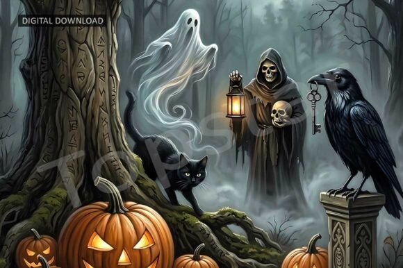 Download Spooky Halloween Night Decor Pumpkin Art - Premium Resources