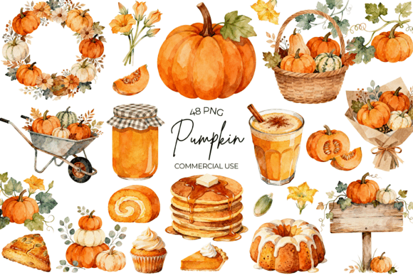 Download Watercolor Pumpkin Clipart Autumn Fall - Premium Resources