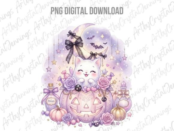 Download Pastel Halloween Cat Pumpkin Clipart PNG - Premium Resources