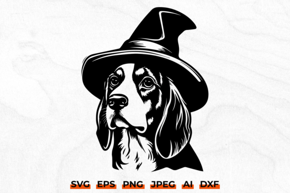 Download Halloween Beagle Dog in Witch Hat SVG - Halloween Collection