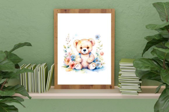 Download Watercolor Cute Baby Teddy Bear Graphic - Bear graphic Collection