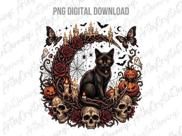 Download Spooky Gothic Black Cat Halloween PNG - Halloween Collection